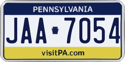 PA license plate JAA7054