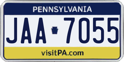 PA license plate JAA7055