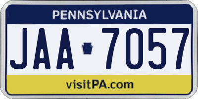 PA license plate JAA7057