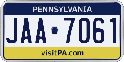 PA license plate JAA7061