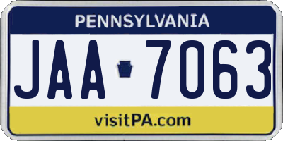 PA license plate JAA7063