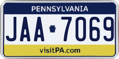 PA license plate JAA7069