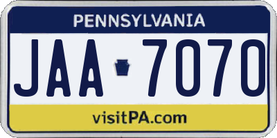 PA license plate JAA7070