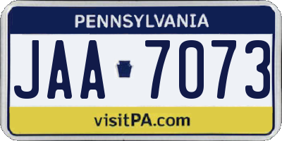 PA license plate JAA7073