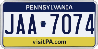 PA license plate JAA7074