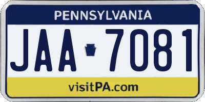 PA license plate JAA7081