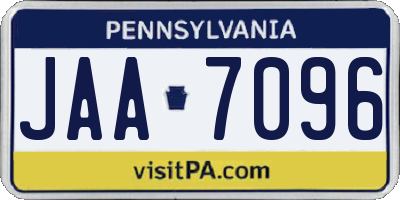 PA license plate JAA7096