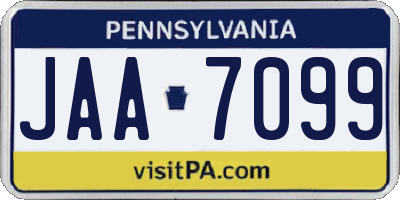 PA license plate JAA7099