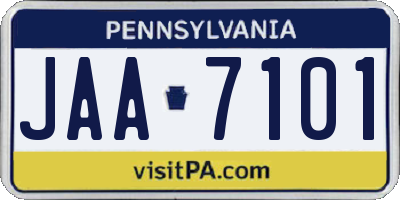 PA license plate JAA7101