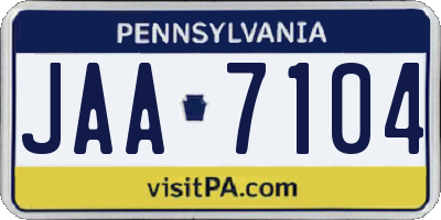 PA license plate JAA7104