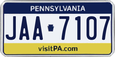 PA license plate JAA7107