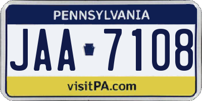 PA license plate JAA7108