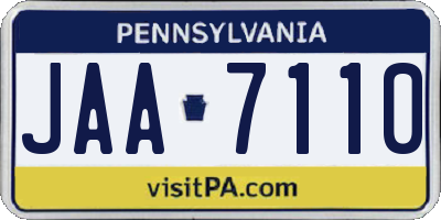 PA license plate JAA7110