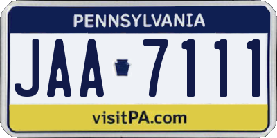 PA license plate JAA7111