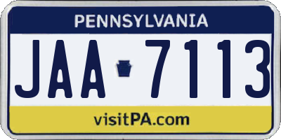 PA license plate JAA7113