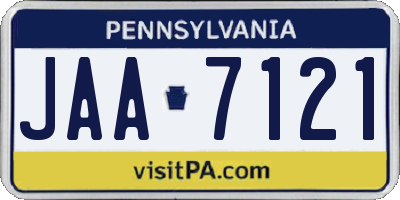 PA license plate JAA7121