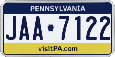 PA license plate JAA7122