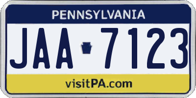 PA license plate JAA7123