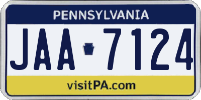 PA license plate JAA7124