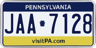 PA license plate JAA7128