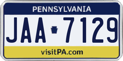 PA license plate JAA7129