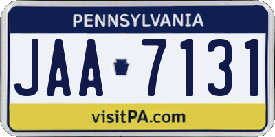 PA license plate JAA7131