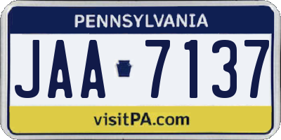 PA license plate JAA7137
