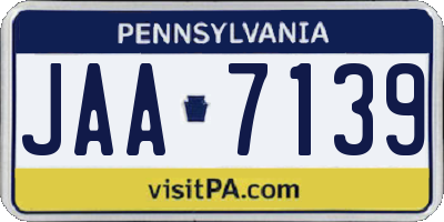 PA license plate JAA7139