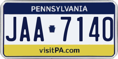 PA license plate JAA7140