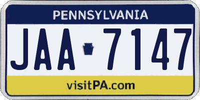 PA license plate JAA7147