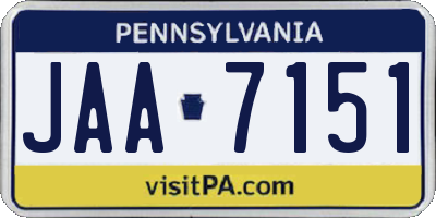 PA license plate JAA7151