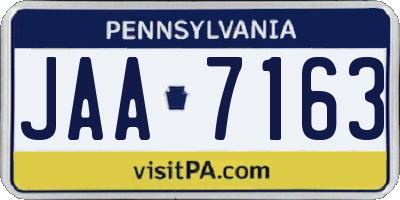 PA license plate JAA7163