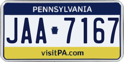 PA license plate JAA7167