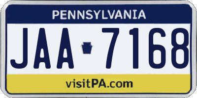 PA license plate JAA7168