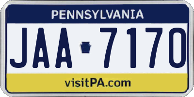 PA license plate JAA7170