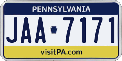 PA license plate JAA7171