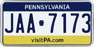 PA license plate JAA7173