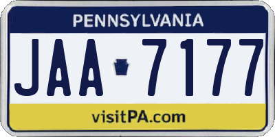 PA license plate JAA7177