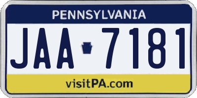 PA license plate JAA7181