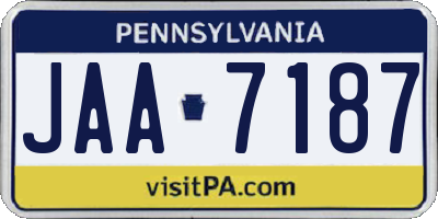 PA license plate JAA7187