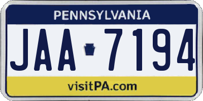 PA license plate JAA7194