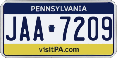 PA license plate JAA7209