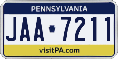 PA license plate JAA7211