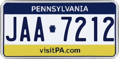 PA license plate JAA7212