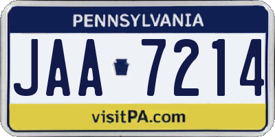 PA license plate JAA7214