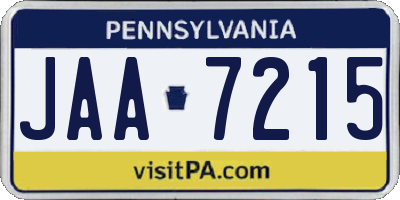 PA license plate JAA7215