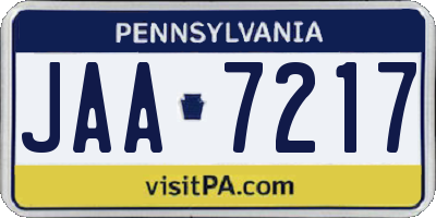 PA license plate JAA7217