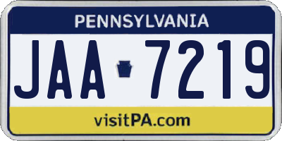 PA license plate JAA7219