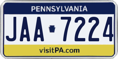 PA license plate JAA7224