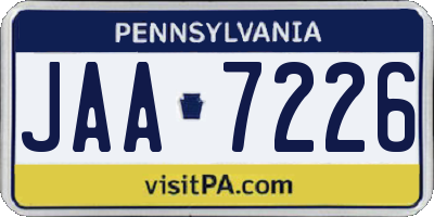 PA license plate JAA7226